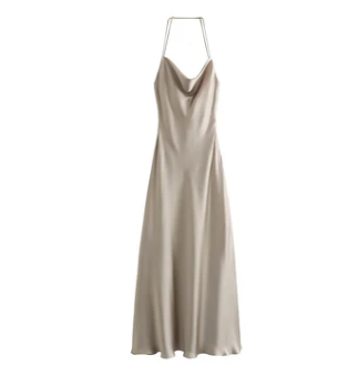 Levoire | Robe Maxi Grise, Satinée, Respirante. Braun