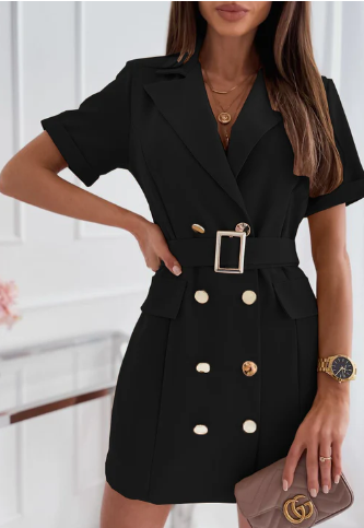 Levoire | Robe Blazer Étroite À Double Boutonnage Avec Ceinture Noir