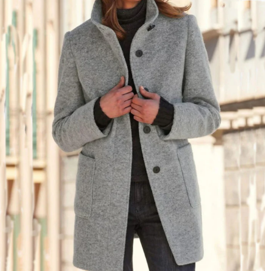 Levoire | Manteau Boutonné Élégant Et Stylé Gris
