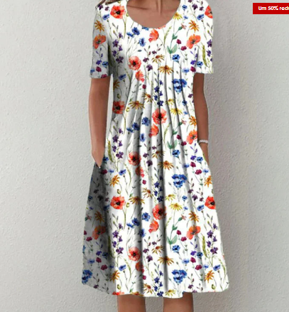 Levoire | Élégante Robe En Coton Fleurs rouges