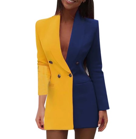 Levoire | Robe-Blazer Bicolore À Double Boutonnage En Style Colorblock