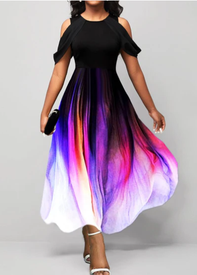 Levoire | Robe Midi Artistique Avec Des Manches Drapées