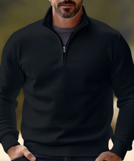 Levoire | Pull Confortable À Quart De Zip Pour Hommes Noir