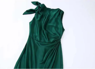 Levoire | Robe Maxi À Volants Pour Femmes En Satin Vert