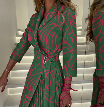Levoire | Robe Blazer Avec Impression Patchwork Poisson Rouge Vert