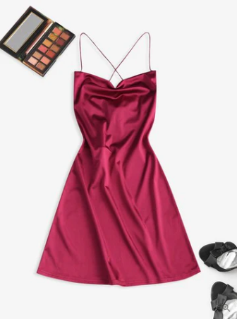 Levoire | Robe De Cocktail En Satin Avec Fente Latérale Spaghetti