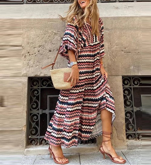 Levoire | Robe Maxi Avec Impression Vintage Style 9