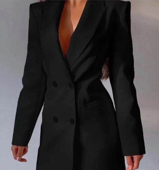 Levoire | Robe Blazer Noire À Deux Rangées Noir
