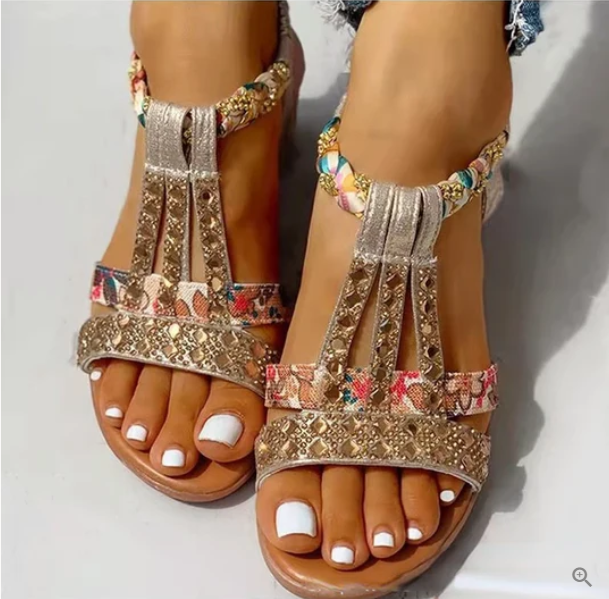 Levoire | Sandales À Talons Compensés Or