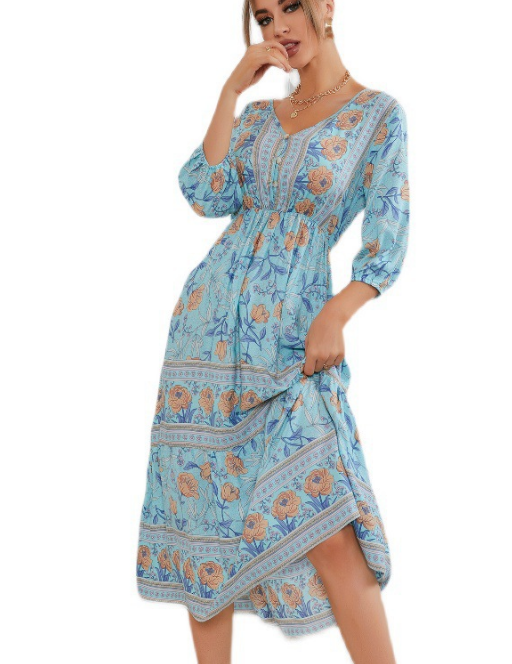 Levoire | Robe Mini Bleu Clair Avec Imprimé Floral