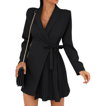 Levoire | Robe Blazer Unie Avec Décolleté En V Et Revers Noir