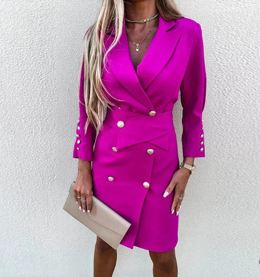 Levoire | Robe Blazer Unie Au Style Bureau Rosa