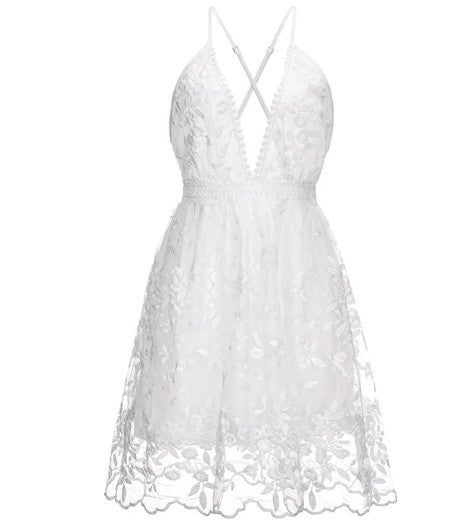 Levoire | Robe Cocktail En Mesh Avec Broderie Florale