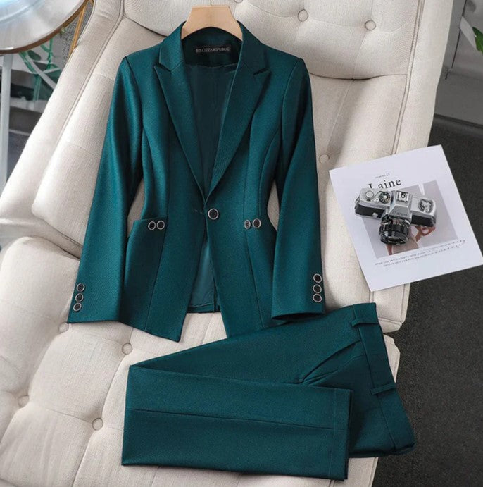 Levoire | Ensemble Élégant De Blazer Et Pantalon Vert foncé