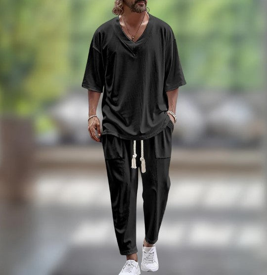 Levoire | Ensemble Chemise Et Pantalon En Lin Noir