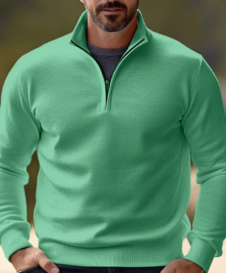 Levoire | Pull Confortable À Quart De Zip Pour Hommes Vert