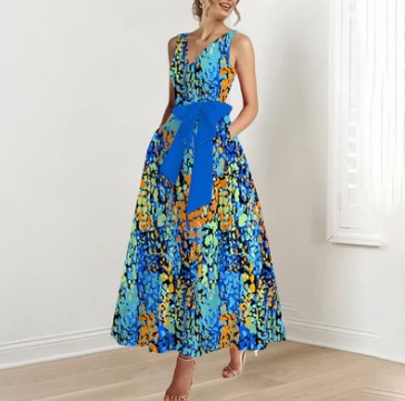 Levoire | Robe Maxi À Motifs Bleus