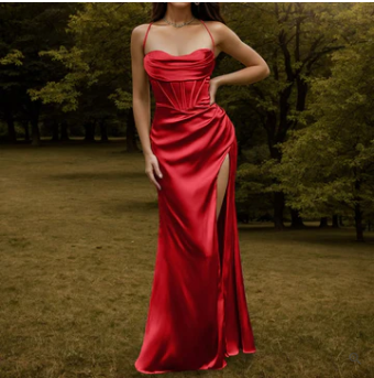 Levoire | Robe Maxi En Velours Satin Grenu Et Soyeux