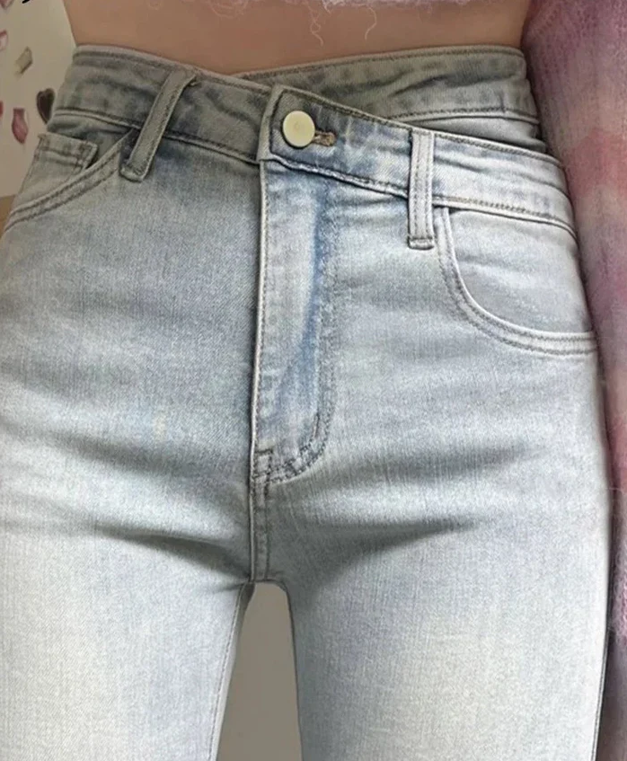 Levoire | Pantalon Évasé Étroit Taille Haute Bleu clair