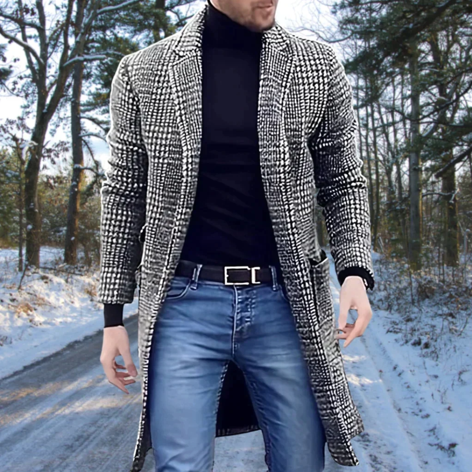 Levoire | Manteau Pour Hommes Intemporel Avec Motif À Carreaux Classique Gris