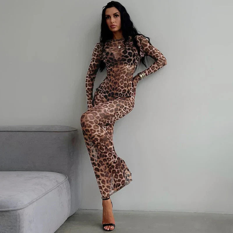 Levoire | Robe De Fête En Mesh Léopard