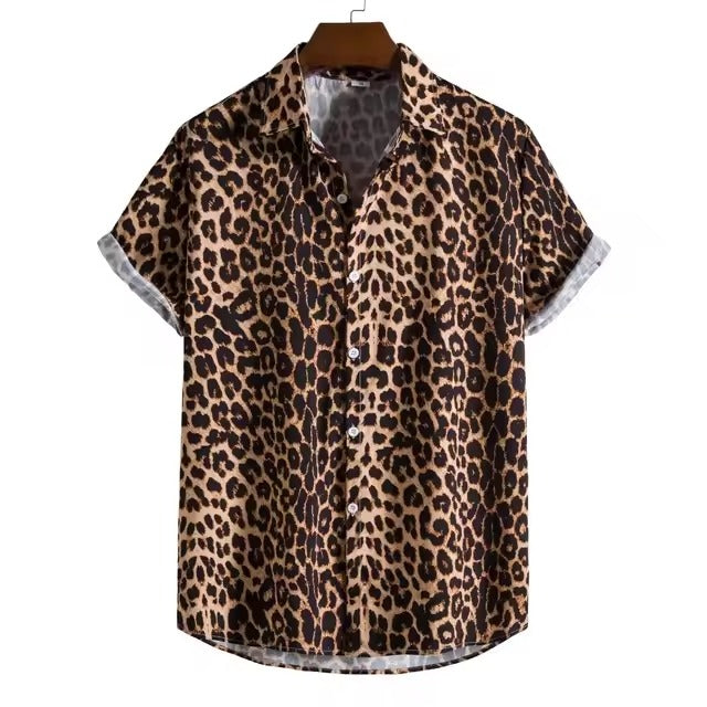 Levoire | Chemise Léopard Élégante Retro Slim Fit Pour Fête Imprimé