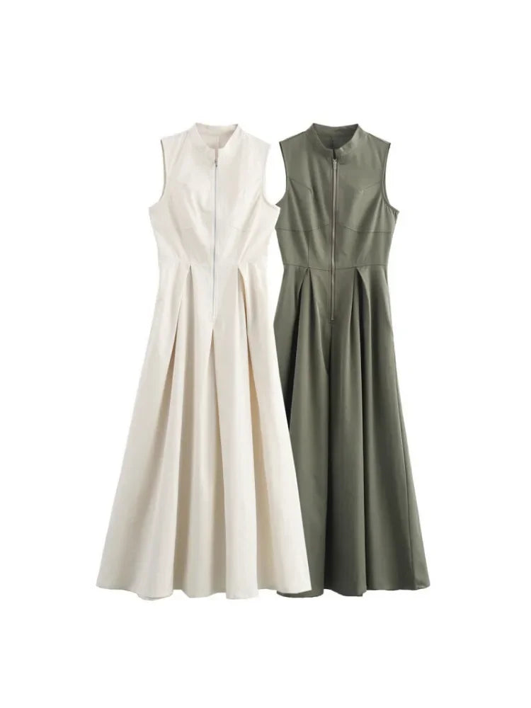 Levoire | Robe Longue Élégante Plissée Sans Manches