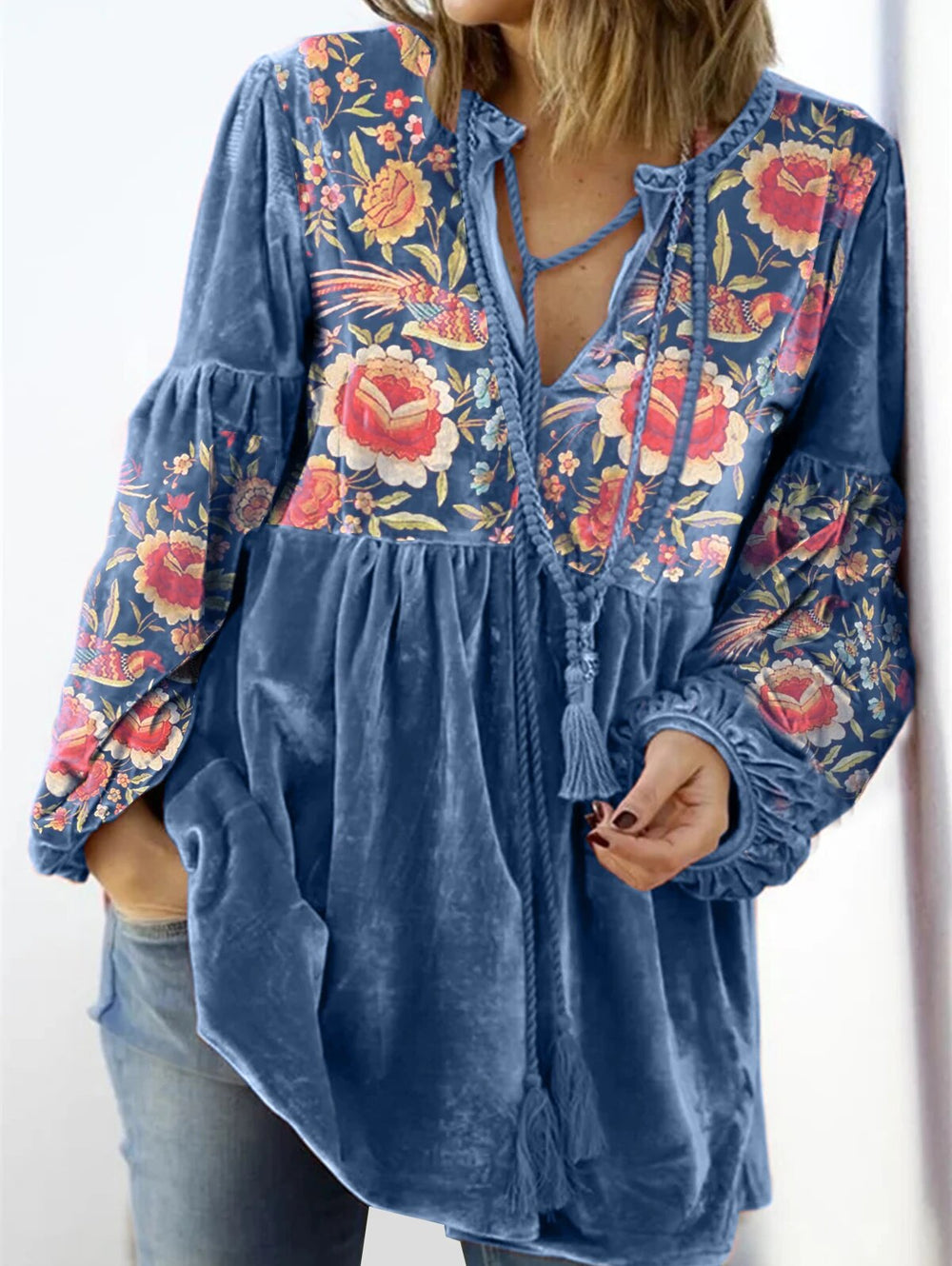 Levoire | Camilla V-Cou En Tricot À Motif De Siècle Bleu