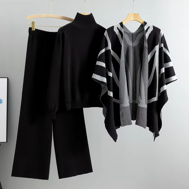 Levoire | Ensemble De 3 Pièces En Tricot Doux Et Confortable Noir (Il ne reste que 8 unités)
