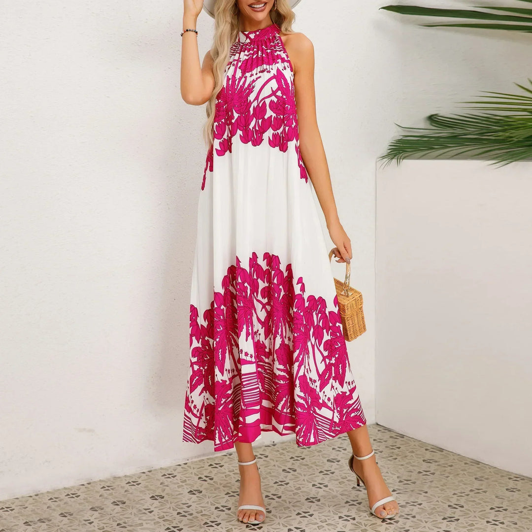 Levoire | Robe élégante avec imprimé palmier Roze