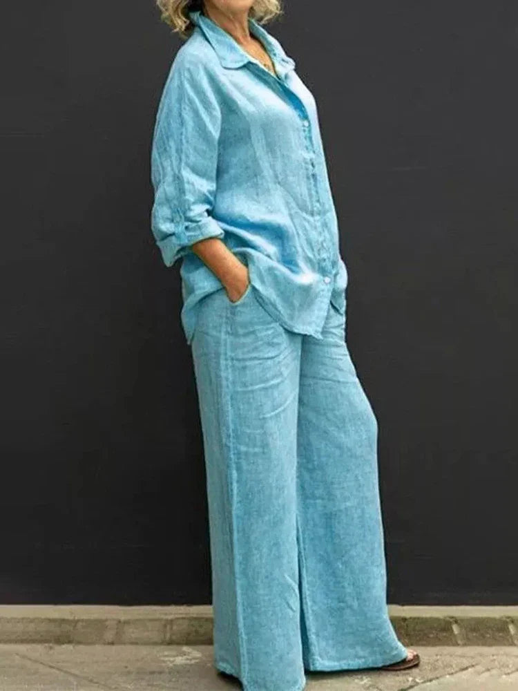 Levoire | Collection Vintage Lin En Deux Pièces Pour Femmes Bleu marine