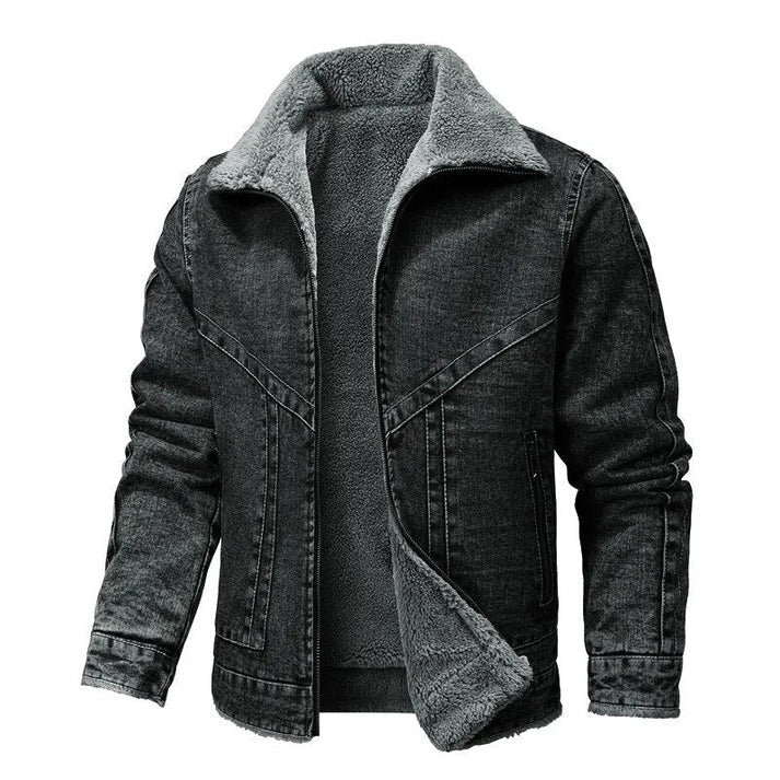 Levoire | Veste En Jean Zippée Doublée En Fleece À Manches Longues Noir