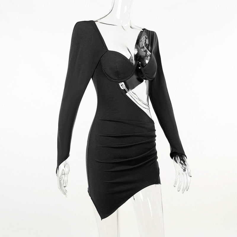 Levoire | Robe Mini Hult À Manches Longues Taille Chaîne