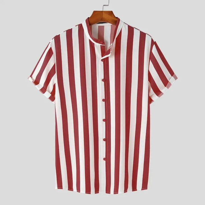 Levoire | Chemise D'Été Streetwear Pour Hommes Avec Col Montant Rot