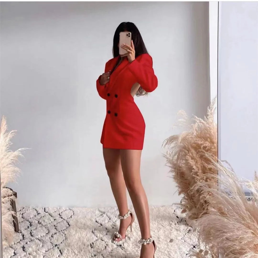 Levoire | Blazer Élégant Uni À Double Boutonnage