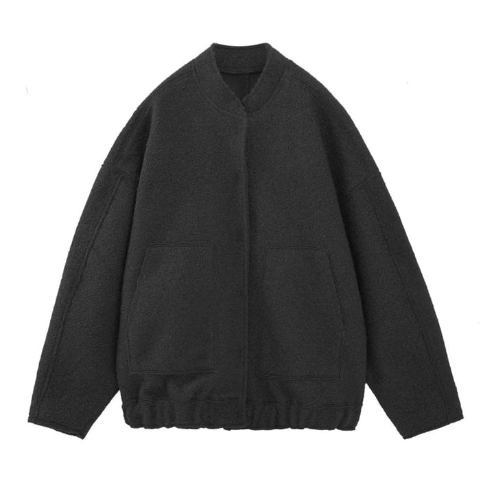 Levoire | Grande Veste En Laine Avec Encolure Ronde Et Bouton Noir