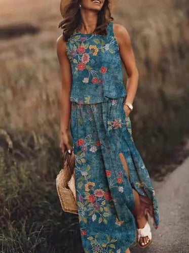 Levoire | Robe fleurie sophistiquée sans manches