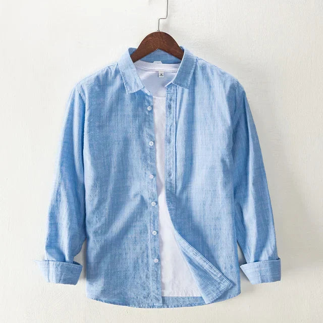 Levoire | Chemise Pour Hommes À Manches Longues Confortable Elegant Bleu ciel