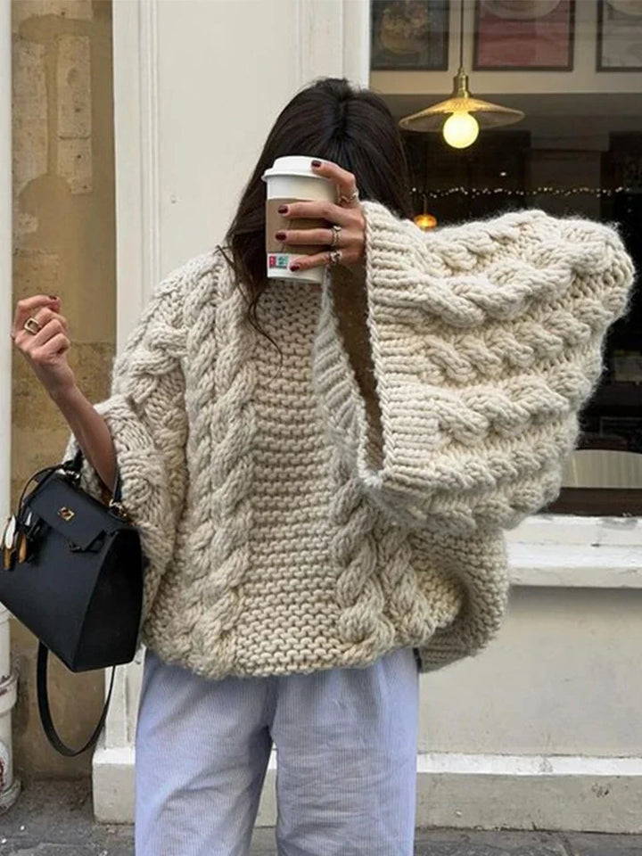 Levoire | Pull Câble Tendance Grande Taille Pour Femmes Blanc
