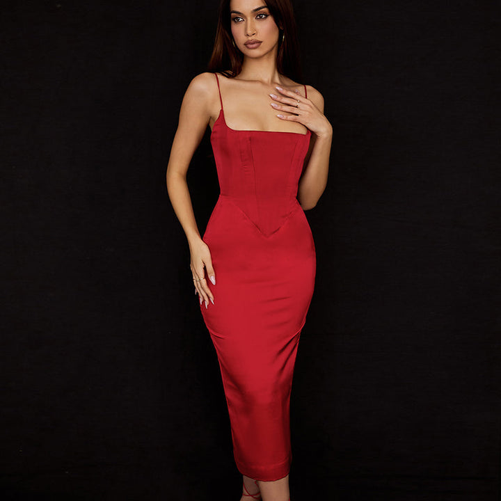 Levoire | Satin Dos Nu Ouverture Robe Maxi