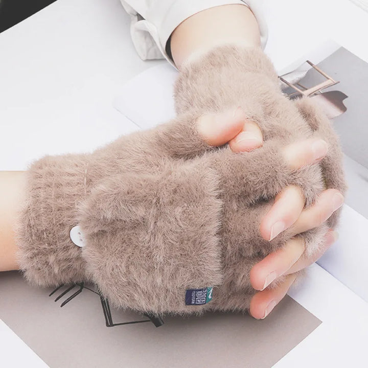 Levoire | Gants Chauds Sans Doigts Pour Femmes En Fourrure