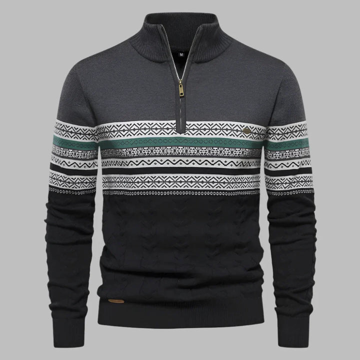 Levoire | Pull Pour Hommes Avec Motif En Tricot Rayé Gris foncé