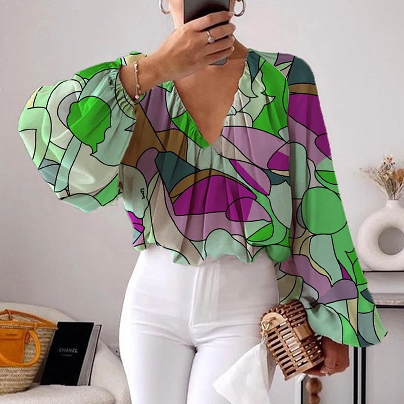 Levoire | Élégante Blouse Imprimée Vert
