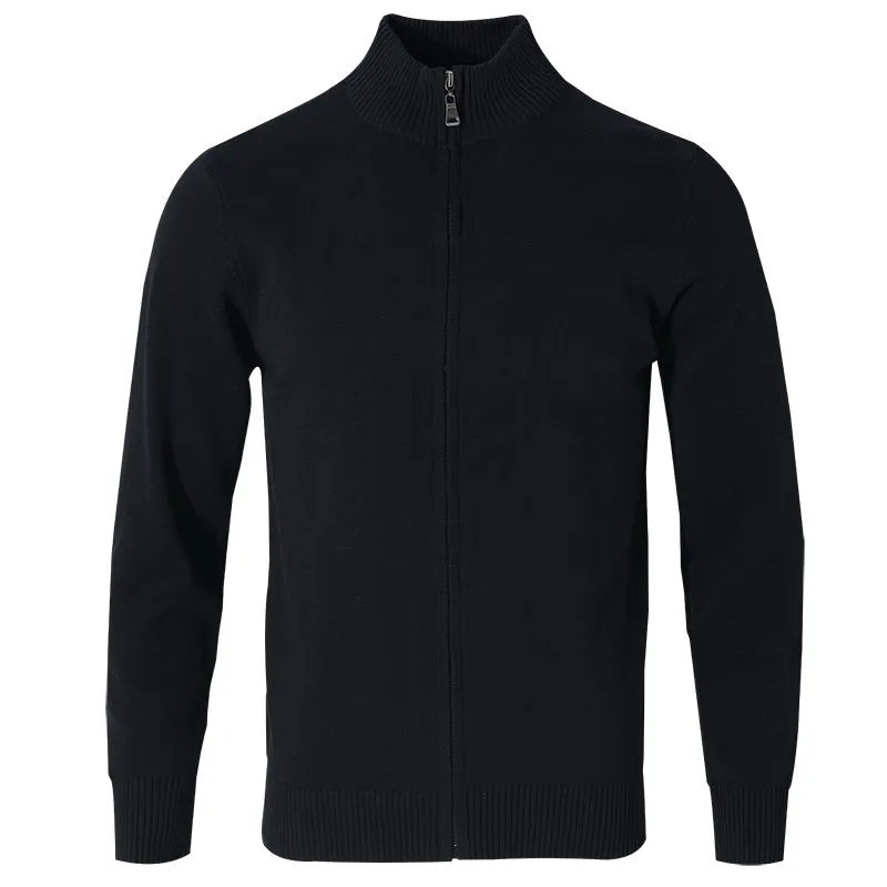 Levoire | Veste En Tricot Décontractée Pour Hommes Avec Fermeture Éclair Et Col Noir