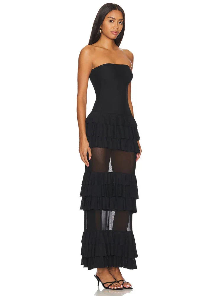 Levoire | Robe Longue Sexy Sans Bretelles Rü Schenschichtungen Patchwork