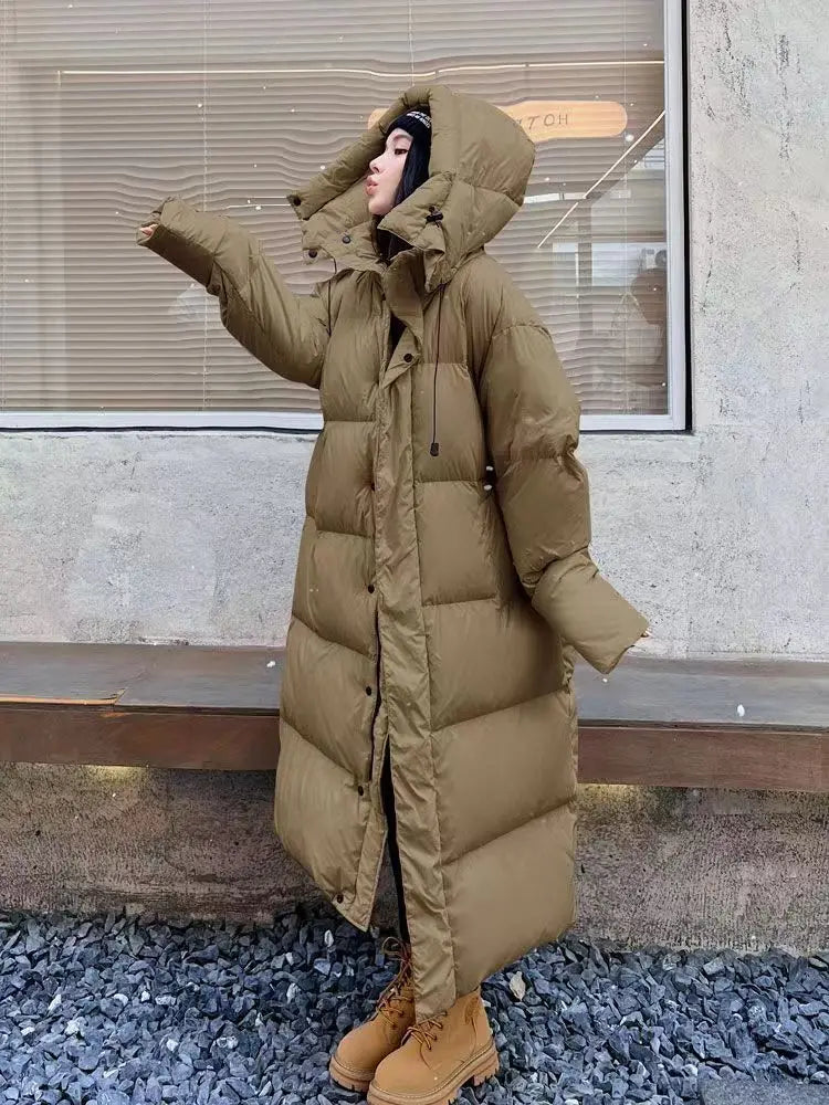 Levoire | Long Stylish Down Jacket T-With Hood Braun
