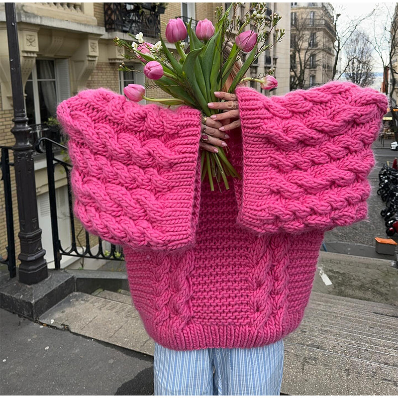 Levoire | Grand Pull Oversize À Col Rond À Manches Longues Rosa