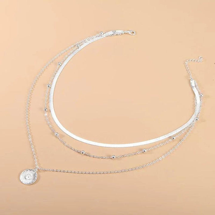 Levoire | 925 Argent Sterling Trois Couches Collier Rond