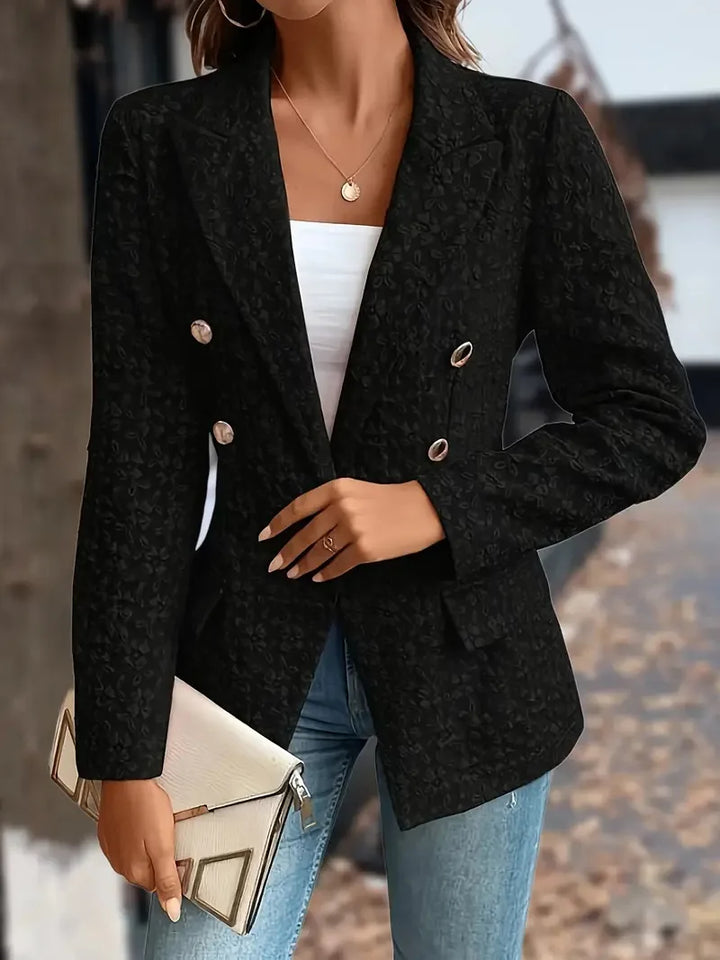 Levoire | Veste Croisée Élégante Au Style Vintage Avec Poches Noir