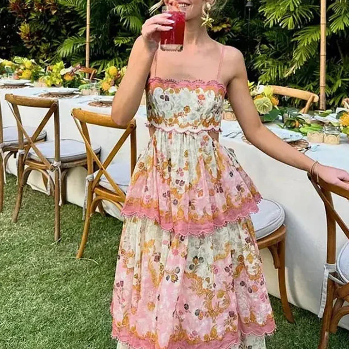 Levoire | Robe-Cape À Imprimé Floral Rosa